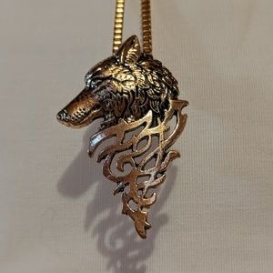 Gold Wolf Pendant